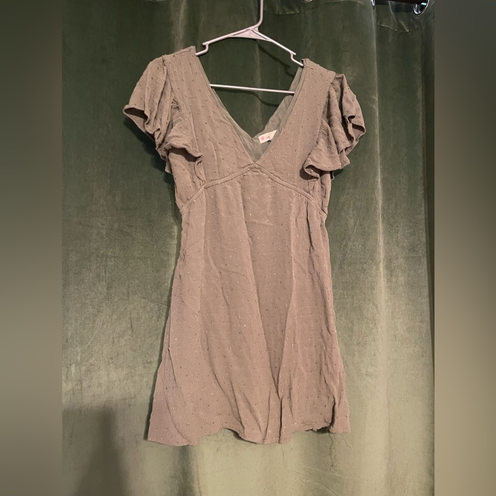 Olive green dotted boutique dress